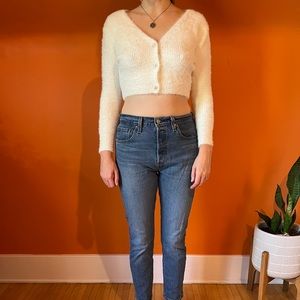 Cropped Shien cardigan with “pearl” buttons